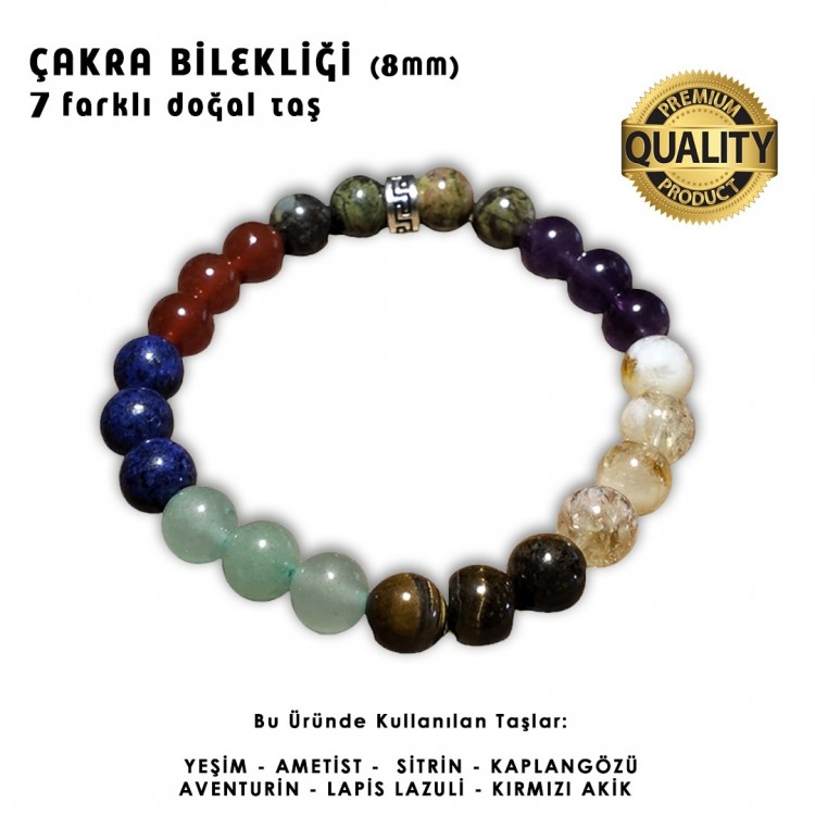 Çakra Bilekliği - 8 MM (7 Farklı Doğal Taş)