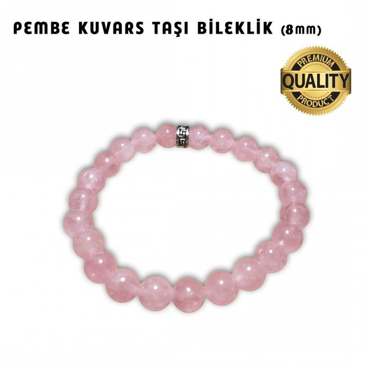 Pembe Kuvars Taşı Bilekliği - 8 MM