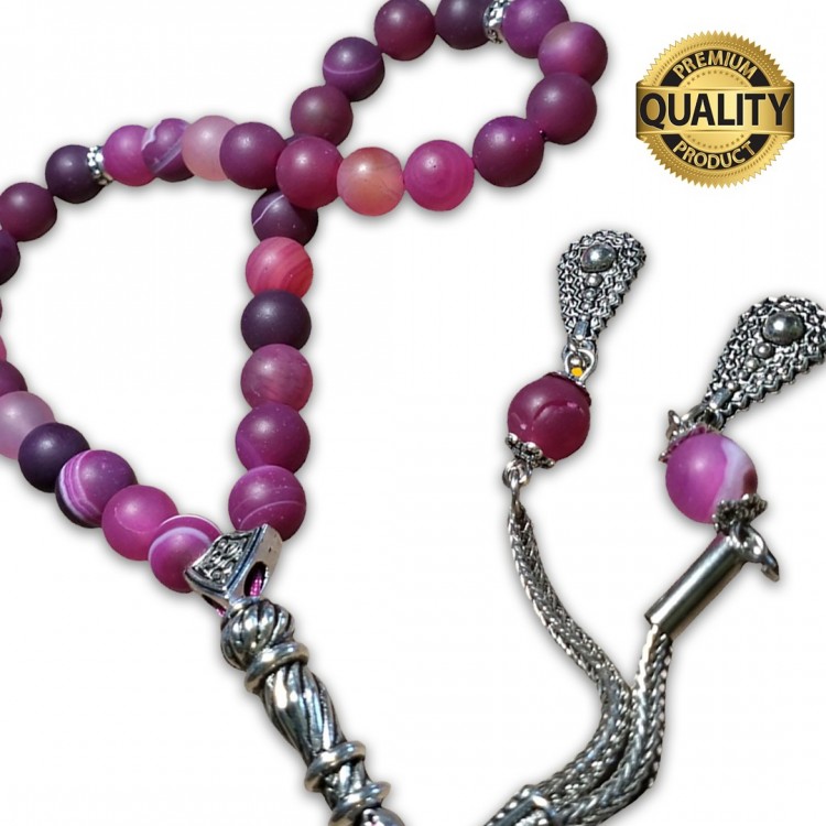 Akik (Pembe Mat) Taşı Tesbih - 8 MM