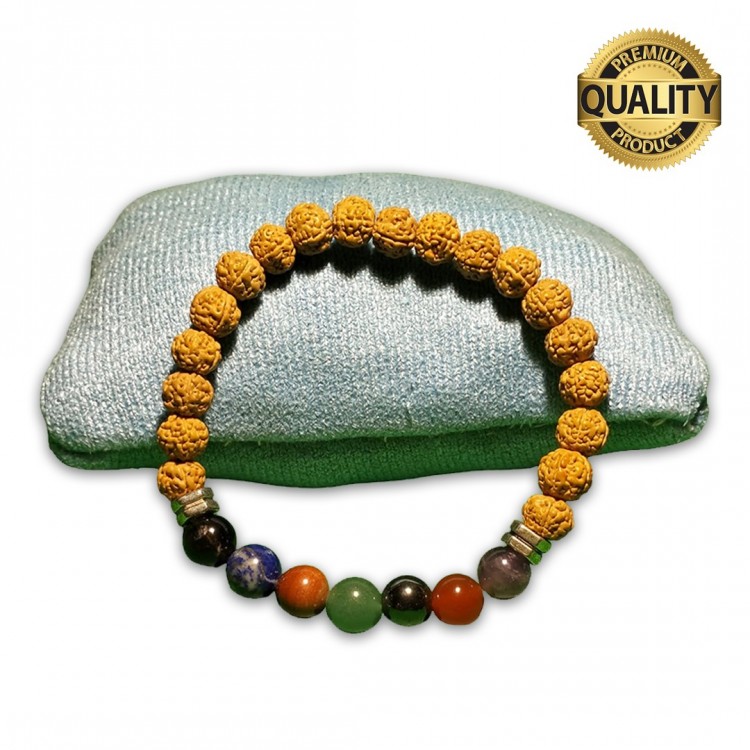 ÇAKRA TAŞLARINDAN BİLEKLİK - 8 MM (RUDRAKSHA TOHUMLU)