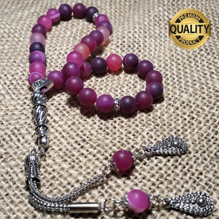 PEMBE MAT AKİK TESBİH - 8 MM PEMBE MAT AKİK TESBİH - 8 MM