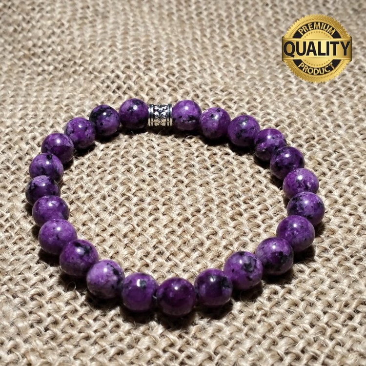 CEYT TAŞI BİLEKLİK - 8 MM (MOR-SİYAH)