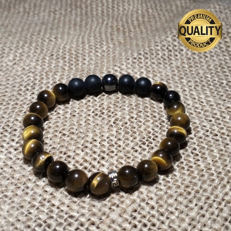 KAPLANGÖZÜ - OBSİDYEN - HEMATİT TAŞI BİLEKLİK - 8 MM
