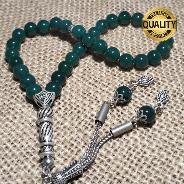 YEŞİL AKİK TAŞI TESBİH - 8 MM