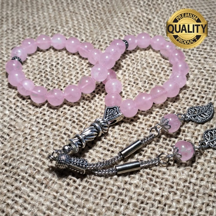 PEMBE KUVARS TAŞI TESBİH- 8 MM PEMBE KUVARS TAŞI TESBİH- 8 MM
