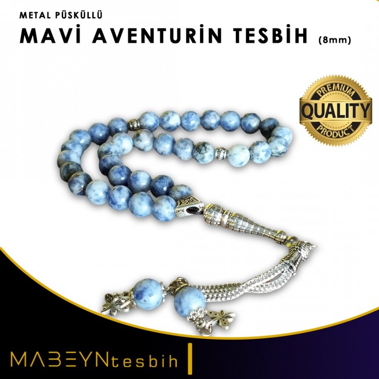 Mavi Aventurin Taşı Tesbih - 8 MM Mavi Aventurin Taşı Tesbih - 8 MM