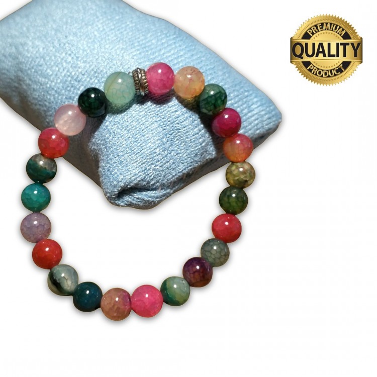 Akik (Renkli) Taşı Bileklik - 8 MM