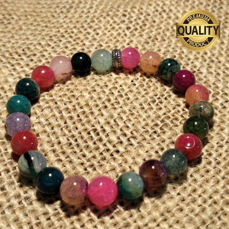 Akik (Renkli) Taşı Bileklik - 8 MM